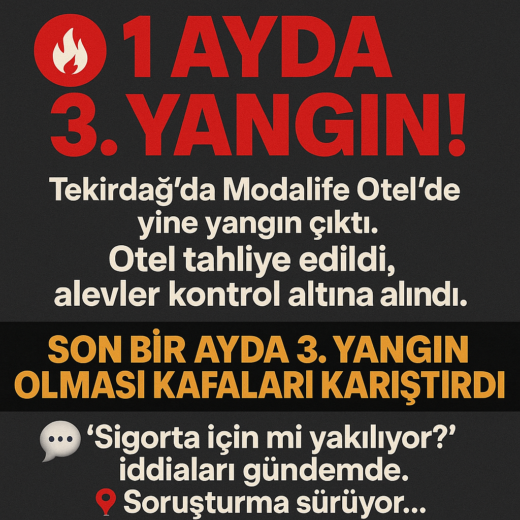 Tekirdağ’da Aynı Otelde 3.Yangın