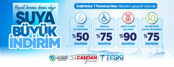 CANDAN BAŞKAN’DAN SUYA YÜZDE 50 İNDİRİM MÜJDESİ