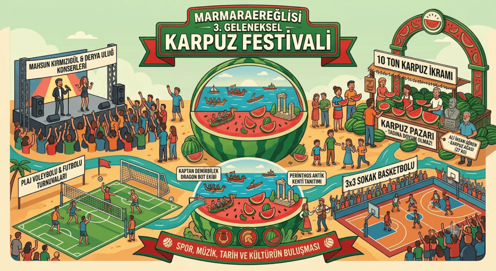 3. MARMARAEREĞLİSİ KARPUZ FESTİVALİ’NE 100 BİN KİŞİLİK REKOR KATILIM